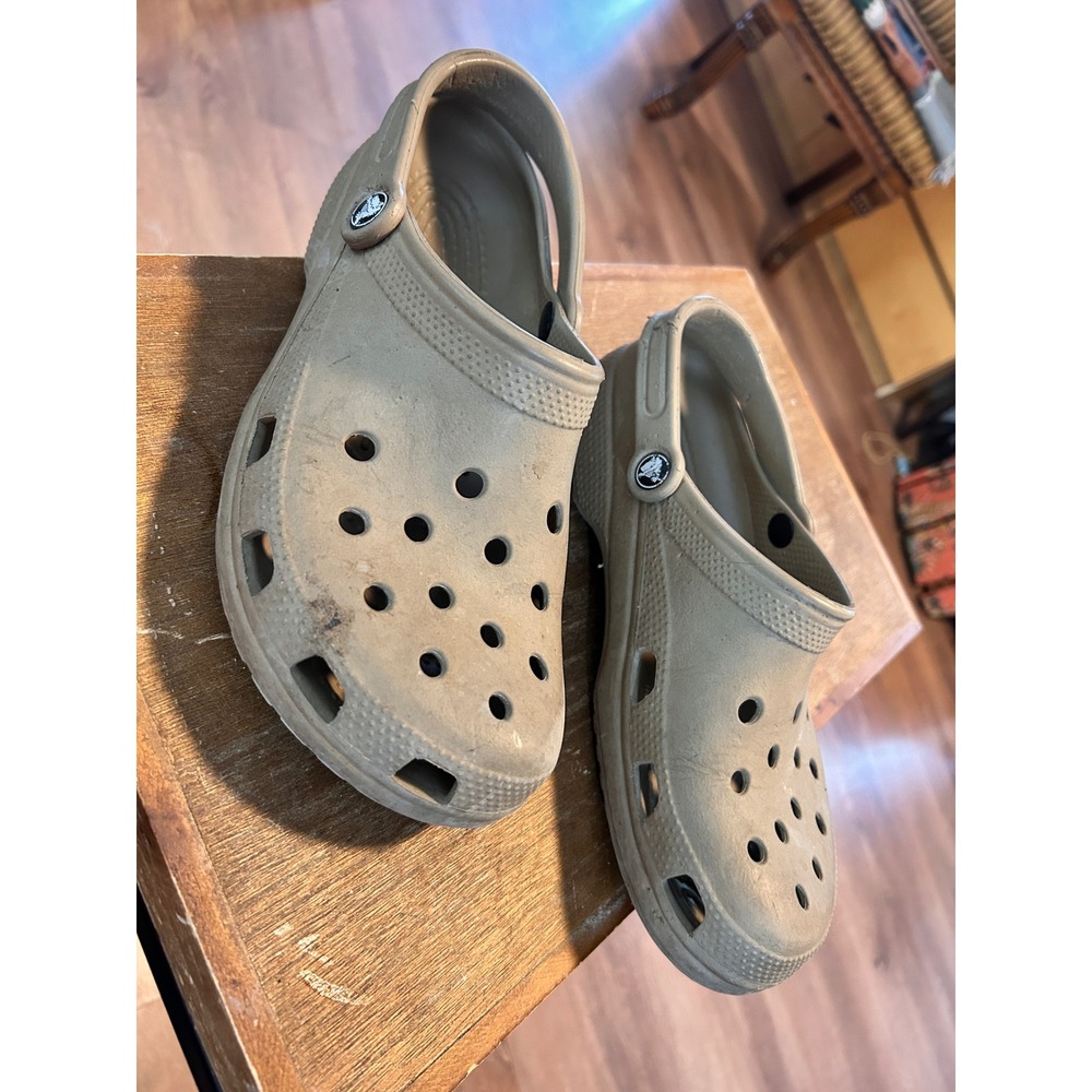 Crocs Classic Clog Tan Beige Slip On Casual Comfort Shoes Unisex Size M 9 L 11 - Picture 2 of 5